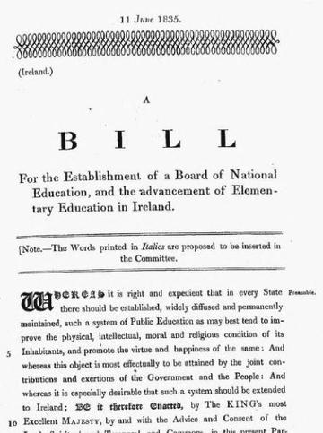 bill for establishing board of national education and advance of elementary education in ireland